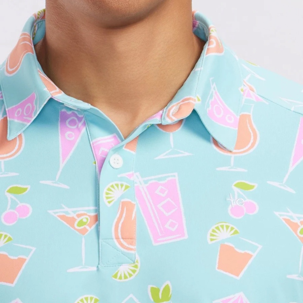 Tipsy Elves Men’s Cocktail Caddy Golf Polo Shirt Size 3XL